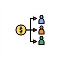 A line icon of people and money vector