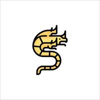 A snake logo with a yellow tail vector