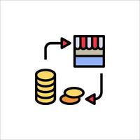 A line icon of a store and coins vector