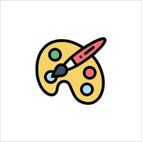 Paint palette icon with a paint brush and paint vector