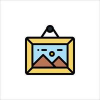 A picture frame with mountains and a sun vector