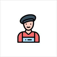 A man in a hat and apron icon vector