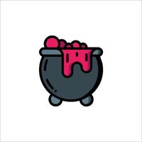 A cauldron with a pink liquid in it vector
