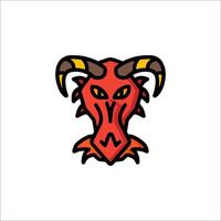 A red dragon head with horns on it vector