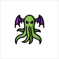 An illustration of an octopus with wings and a bat vector