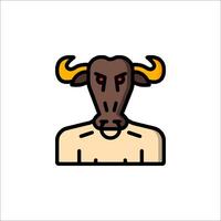 A bull head icon with horns and a beard vector