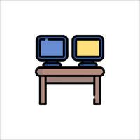 Computer desk icon illustration vector
