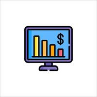 A computer monitor with a bar chart on it vector