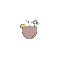 A drink with a straw and umbrella icon vector