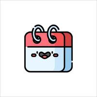 a calendar icon with a face and a heart vector