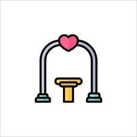 a heart shaped arch with a bench inside vector