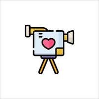 A camera with a heart on it on a tripod vector