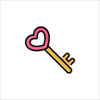 A key with a heart shape in the middle vector