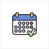 A calendar icon with a tick mark on it vector