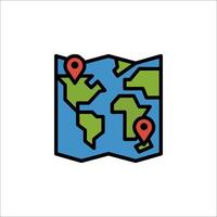 A map with pins on it and a globe vector