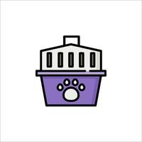 A purple and white icon of a cat carrier vector