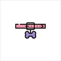 A pink dog collar and bone on a white background vector