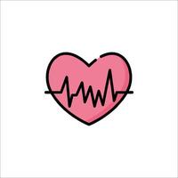 Heartbeat icon with pink heart on white background vector