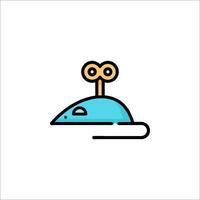 A blue and white icon of a mouse on top of a computer vector