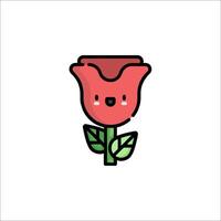 A cute red flower with a smiley face vector