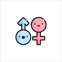 Two male and female symbols with an arrow pointing up vector