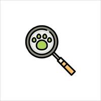 Magnifying glass icon with paw print vector
