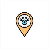 A map pointer with a paw icon vector