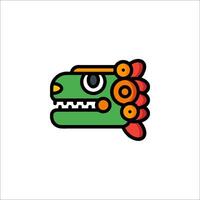 A colorful dragon head with a green and orange face vector