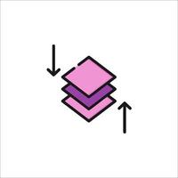 A purple and pink icon with arrows pointing up vector
