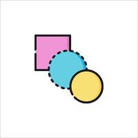 A colorful icon of two circles and a square vector