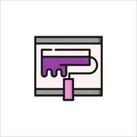 A purple paintbrush is holding a paintbrush in the middle of a white background vector
