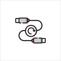 A cable connected to a computer and a second cable connected to the other vector
