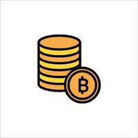 Bitcoin icon with a stack of coins vector