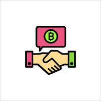 Bitcoin handshake icon illustration vector