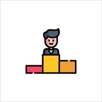 A man sitting on a podium with a box of colored blocks vector