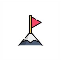 A flag on top of a mountain with a red flag vector