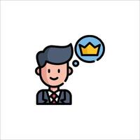 A man with a crown on his head and a thought bubble above it vector