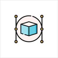 A cube with a blue and yellow outline vector