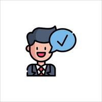A man in a suit and tie is holding a check mark vector