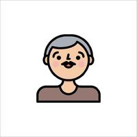 An old man avatar icon on a white background vector