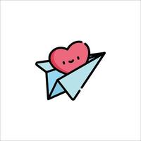 A cute heart on a paper plane vector