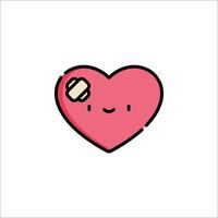 A cartoon heart with a bandage on it vector