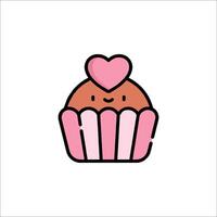 A cupcake with a heart on top vector