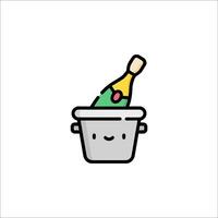 A bottle of champagne in a bucket with a smiley face vector