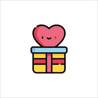 A cute heart shaped gift box with a red ribbon vector