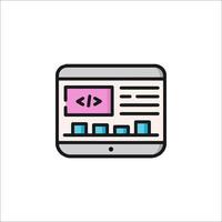 A tablet with a web page icon vector