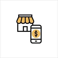 A smartphone and a shop with a dollar sign vector