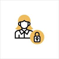 A woman with a lock icon on a white background vector
