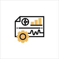 A line icon of a document with a gear and a clock vector