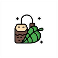 A green and brown bag with a leaf on it vector